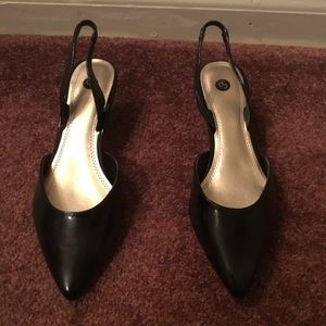 Black Patent Sling-back Heels